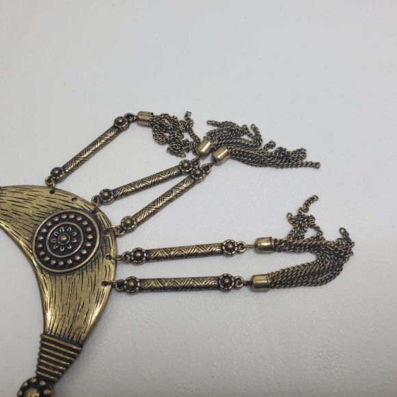 Boho Necklace Dangle Fringe Charms‎ Coin Gold Tone - Picture 5 of 7